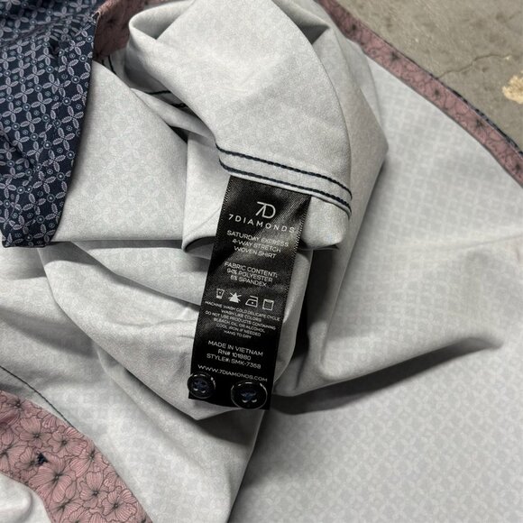 NWT 7 Diamonds Dress Shirt Stretch Geometric Long Sleeve Button Up Blue XXL - Picture 9 of 9